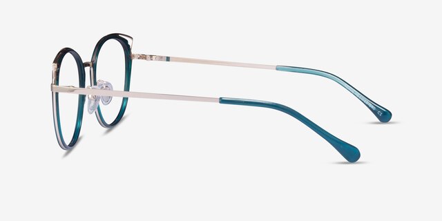 Tonic Teal Gold AcetateEyeglass Frames from EyeBuyDirect, Side View