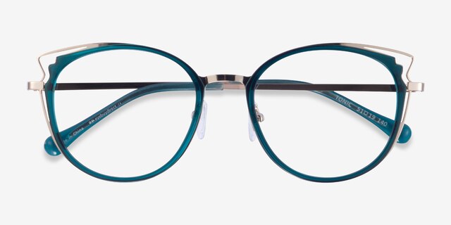 Tonic Teal Gold AcetateEyeglass Frames from EyeBuyDirect, Closed View