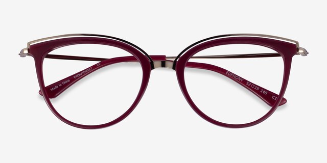 Euphony Burgundy Gold AcetateEyeglass Frames from EyeBuyDirect, Closed View