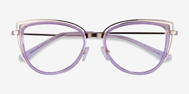 Clarinet Clear Purple Gold AcetateEyeglass Frames from EyeBuyDirect, Closed View