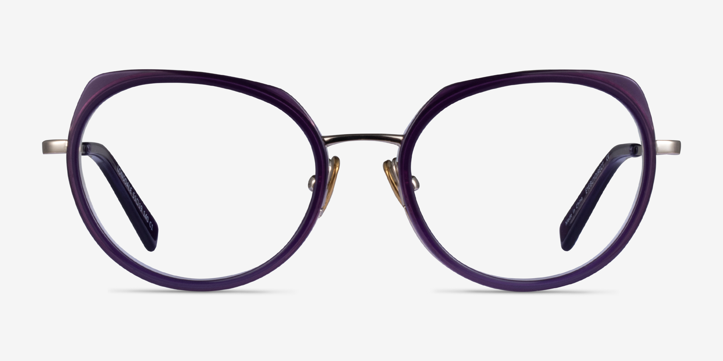 Lonsdale Geometric Clear Purple Light Gold Full Rim Eyeglasses