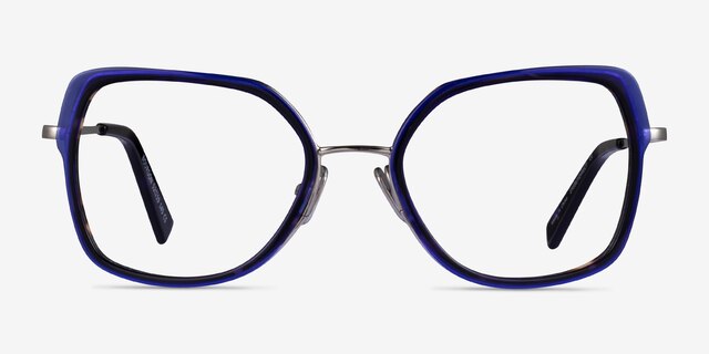 Bourdon Blue Tortoise Silver AcetateEyeglass Frames from EyeBuyDirect, Front View