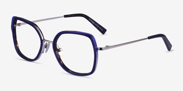 Bourdon Blue Tortoise Silver AcetateEyeglass Frames from EyeBuyDirect, Angle View