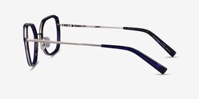 Bourdon Blue Tortoise Silver Acétate Montures de lunettes de vue d'EyeBuyDirect, Vue de Côté