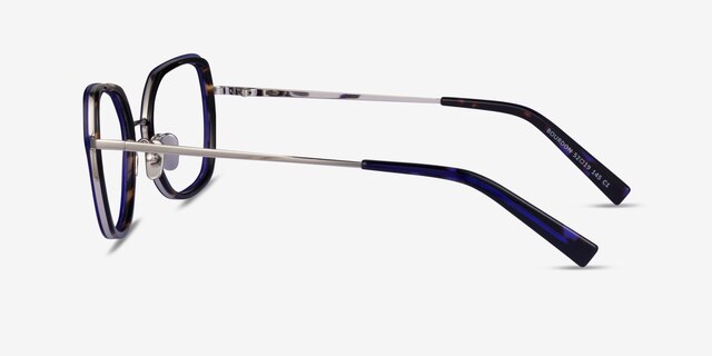 Bourdon Blue Tortoise Silver AcetateEyeglass Frames from EyeBuyDirect, Side View