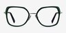 Bourdon Green Silver AcetateEyeglass Frames from EyeBuyDirect, Front View