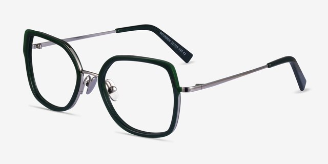 Bourdon Green Silver AcetateEyeglass Frames from EyeBuyDirect, Angle View