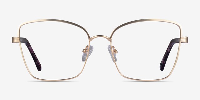 Beginning Gold Floral AcetateEyeglass Frames from EyeBuyDirect, Front View