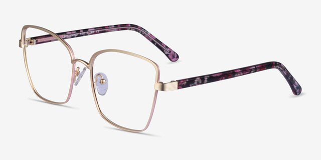 Beginning Gold Floral AcetateEyeglass Frames from EyeBuyDirect, Angle View