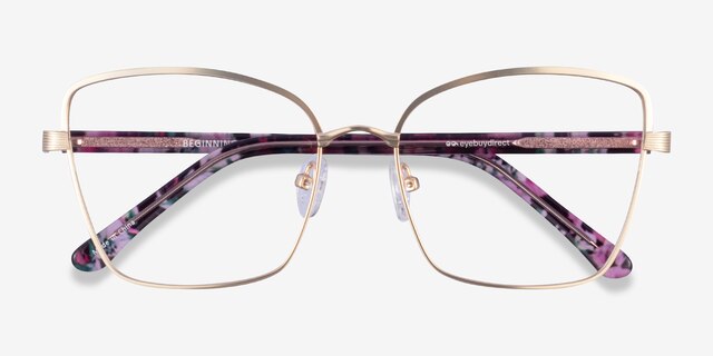 Beginning Gold Floral AcetateEyeglass Frames from EyeBuyDirect, Closed View