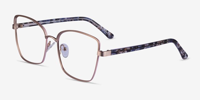 Beginning Rose Gold Floral AcetateEyeglass Frames from EyeBuyDirect, Angle View