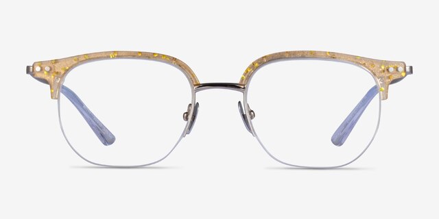 Witty Clear Yellow Silver AcétateMontures de lunettes de vue d'EyeBuyDirect, Vue de Face