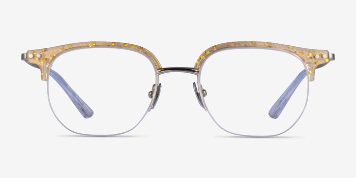 Witty Clear Yellow Silver Acetate Eyeglass Frames from EyeBuyDirect