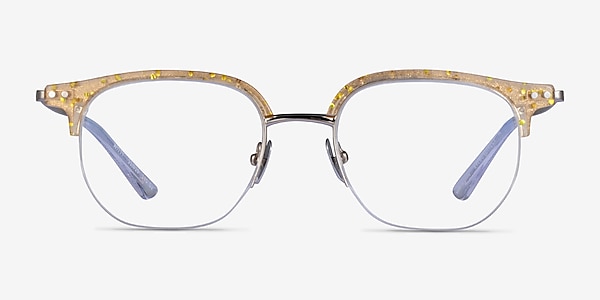 Witty Clear Yellow Silver Acetate Eyeglass Frames