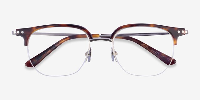 Witty Tortoise Silver AcetateEyeglass Frames from EyeBuyDirect, Closed View