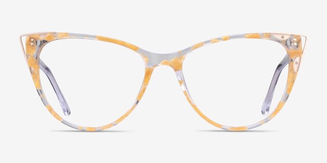 Celebrate Clear Yellow Rose Gold AcétateMontures de lunettes de vue d'EyeBuyDirect, Vue de Face
