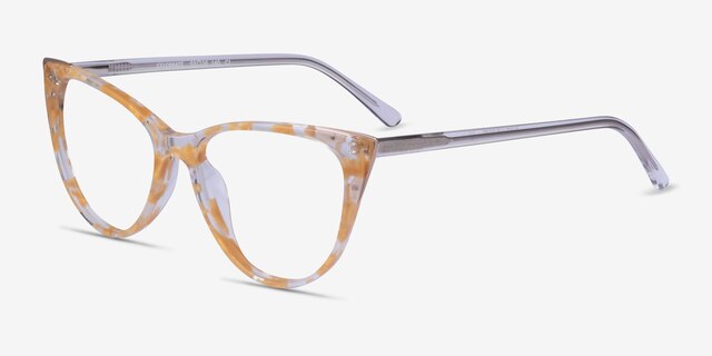 Celebrate Clear Yellow Rose Gold AcétateMontures de lunettes de vue d'EyeBuyDirect, Vue d'Angle