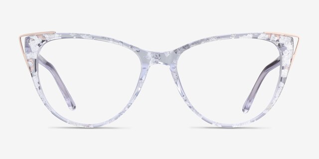 Celebrate Clear Silver Rose Gold AcetateEyeglass Frames from EyeBuyDirect, Front View