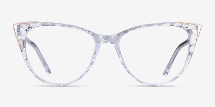 Celebrate Clear Silver Rose Gold Acetate Eyeglass Frames from EyeBuyDirect