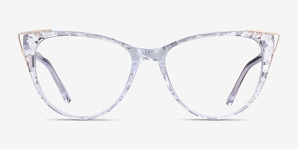 Celebrate Clear Silver Rose Gold Acetate Eyeglass Frames