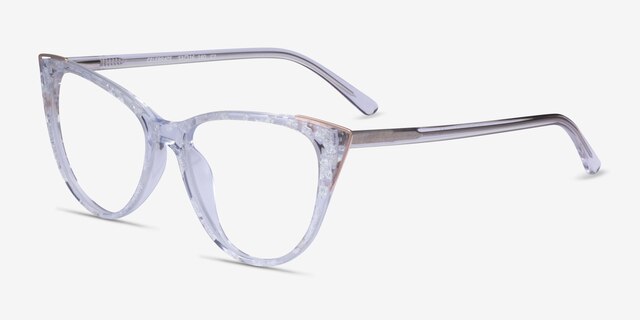 Celebrate Clear Silver Rose Gold AcetateEyeglass Frames from EyeBuyDirect, Angle View