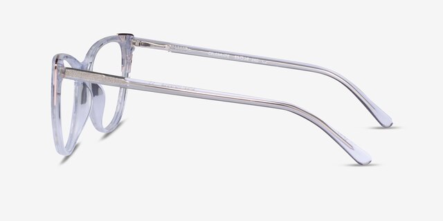 Celebrate Clear Silver Rose Gold AcetateEyeglass Frames from EyeBuyDirect, Side View