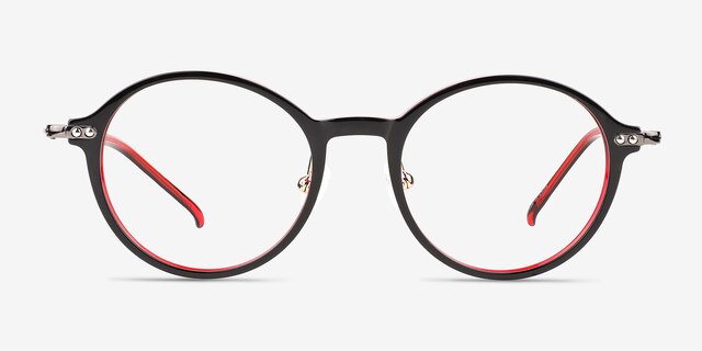 Reily Black Burgundy Silver AcetateEyeglass Frames from EyeBuyDirect, Front View
