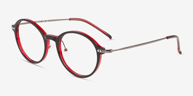 Reily Black Burgundy Silver AcetateEyeglass Frames from EyeBuyDirect, Angle View
