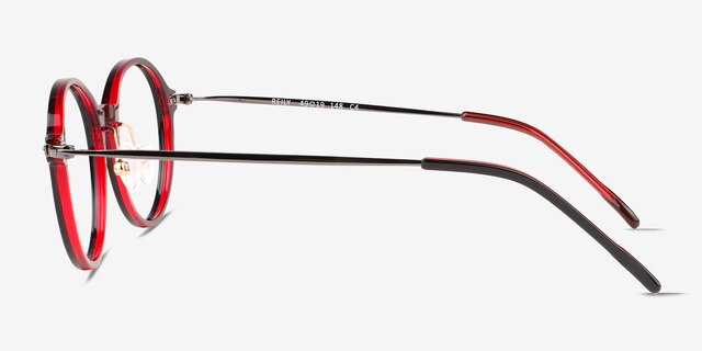 Reily Black Burgundy Silver AcetateEyeglass Frames from EyeBuyDirect, Side View