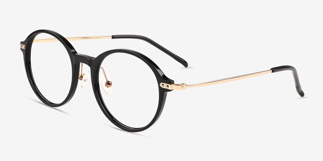 Reily Black Gold AcetateEyeglass Frames from EyeBuyDirect, Angle View