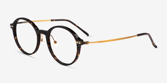 Reily Tortoise Bronze AcetateEyeglass Frames from EyeBuyDirect, Angle View