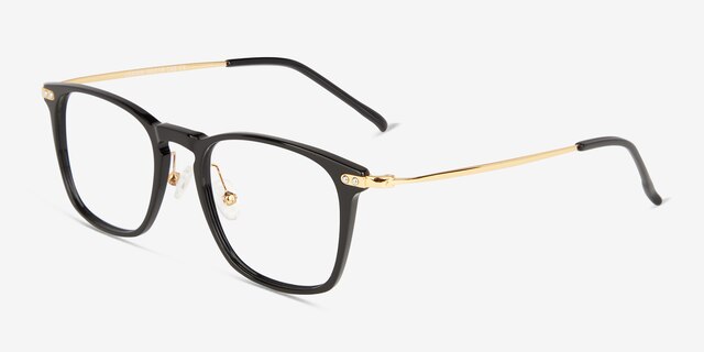 Usman Black Gold AcetateEyeglass Frames from EyeBuyDirect, Angle View