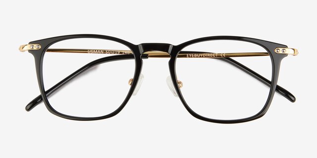 Usman Black Gold AcetateEyeglass Frames from EyeBuyDirect, Closed View