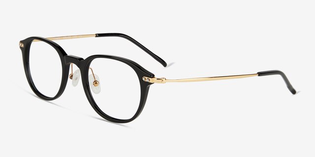 Jones Black Gold AcetateEyeglass Frames from EyeBuyDirect, Angle View