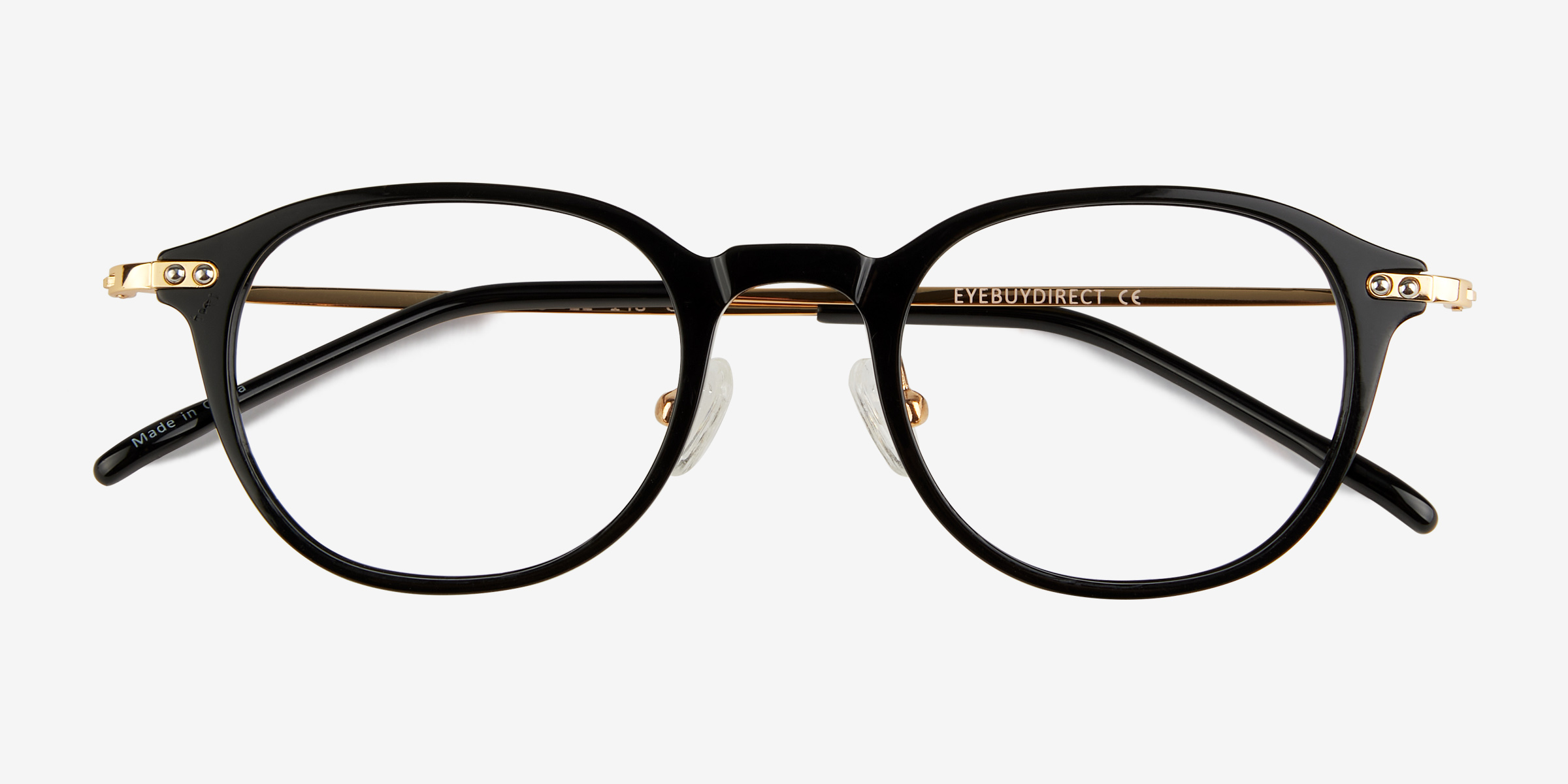 Jones Round Black Gold Full Rim Eyeglasses Eyebuydirect Canada 