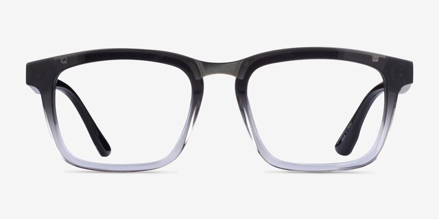 Fraser Black Clear Silver AcetateEyeglass Frames from EyeBuyDirect, Front View