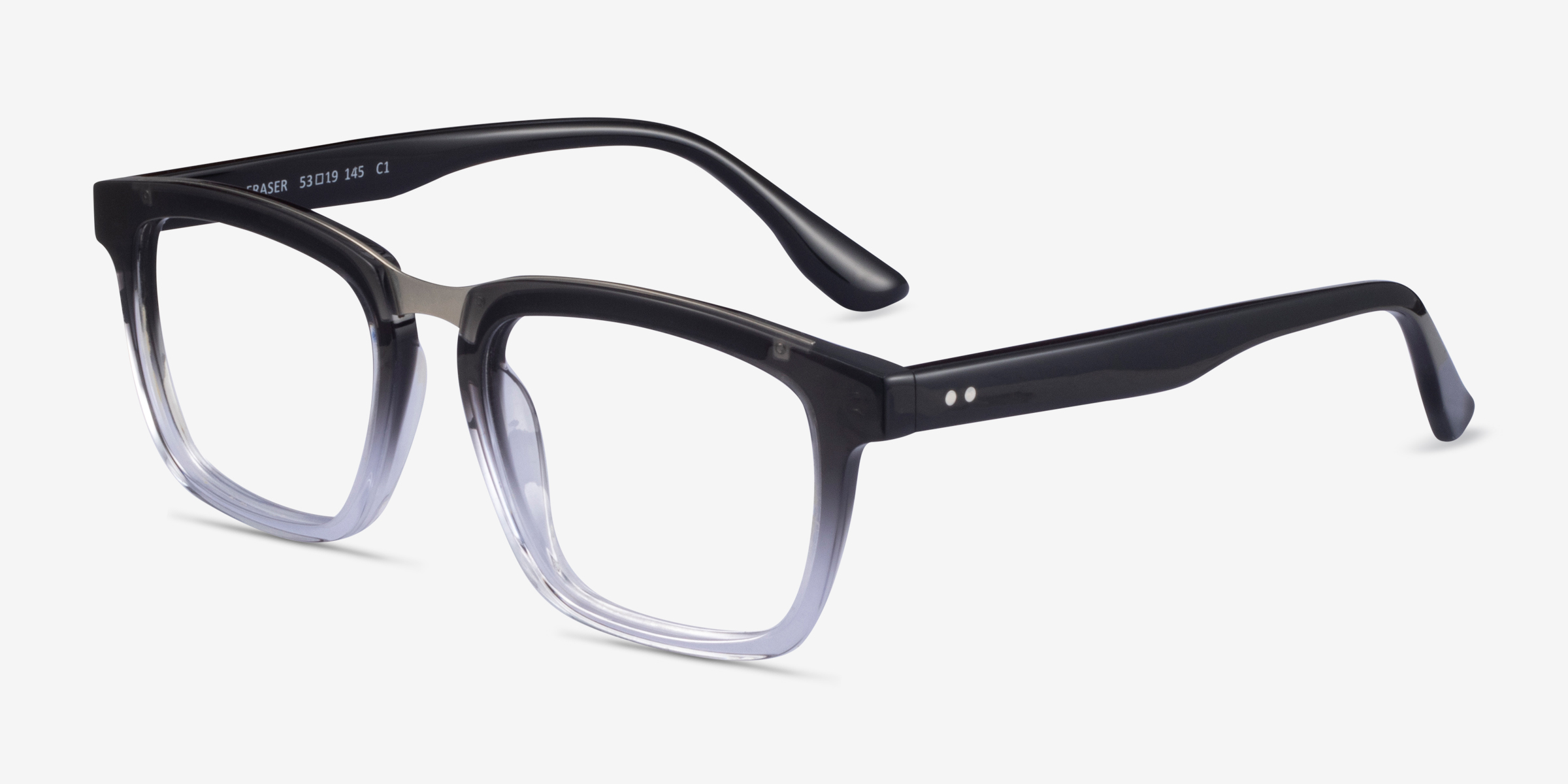 Fraser Square Black Clear Silver Full Rim Eyeglasses Eyebuydirect Canada