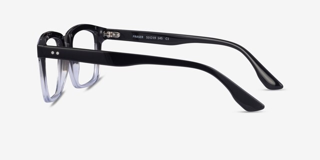 Fraser Black Clear Silver AcetateEyeglass Frames from EyeBuyDirect, Side View