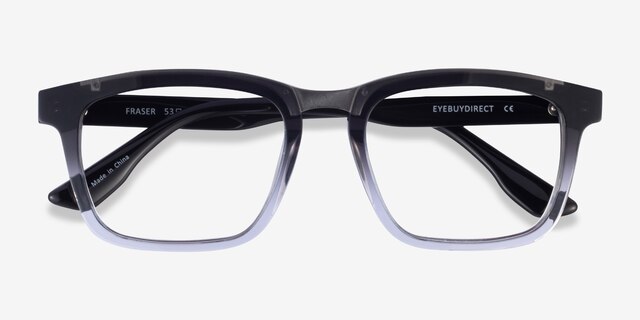 Fraser Black Clear Silver AcetateEyeglass Frames from EyeBuyDirect, Closed View