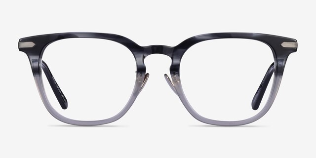 Hayes Gray Striped Gunmetal AcetateEyeglass Frames from EyeBuyDirect, Front View