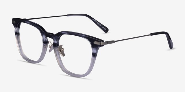 Hayes Gray Striped Gunmetal AcetateEyeglass Frames from EyeBuyDirect, Angle View