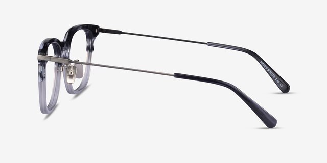 Hayes Gray Striped Gunmetal AcetateEyeglass Frames from EyeBuyDirect, Side View