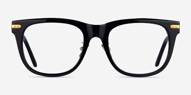 Jefferson Black Gold AcetateEyeglass Frames from EyeBuyDirect, Front View