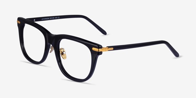 Jefferson Black Gold AcetateEyeglass Frames from EyeBuyDirect, Angle View