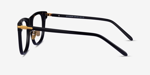 Jefferson Black Gold AcetateEyeglass Frames from EyeBuyDirect, Side View