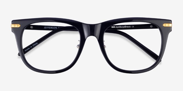 Jefferson Black Gold AcetateEyeglass Frames from EyeBuyDirect, Closed View