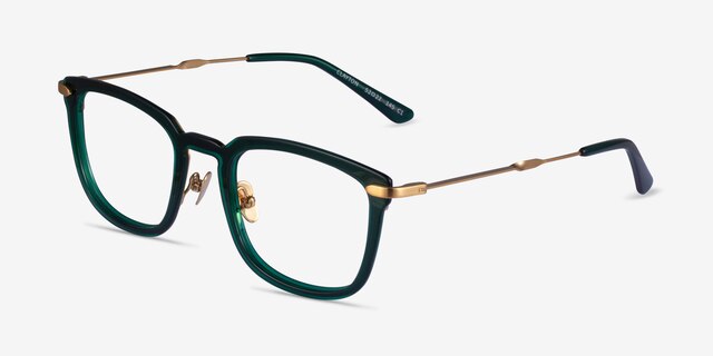Clayton Dark Green Gold AcetateEyeglass Frames from EyeBuyDirect, Angle View