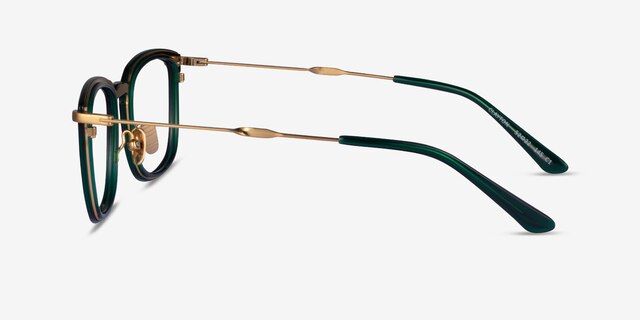 Clayton Dark Green Gold AcetateEyeglass Frames from EyeBuyDirect, Side View
