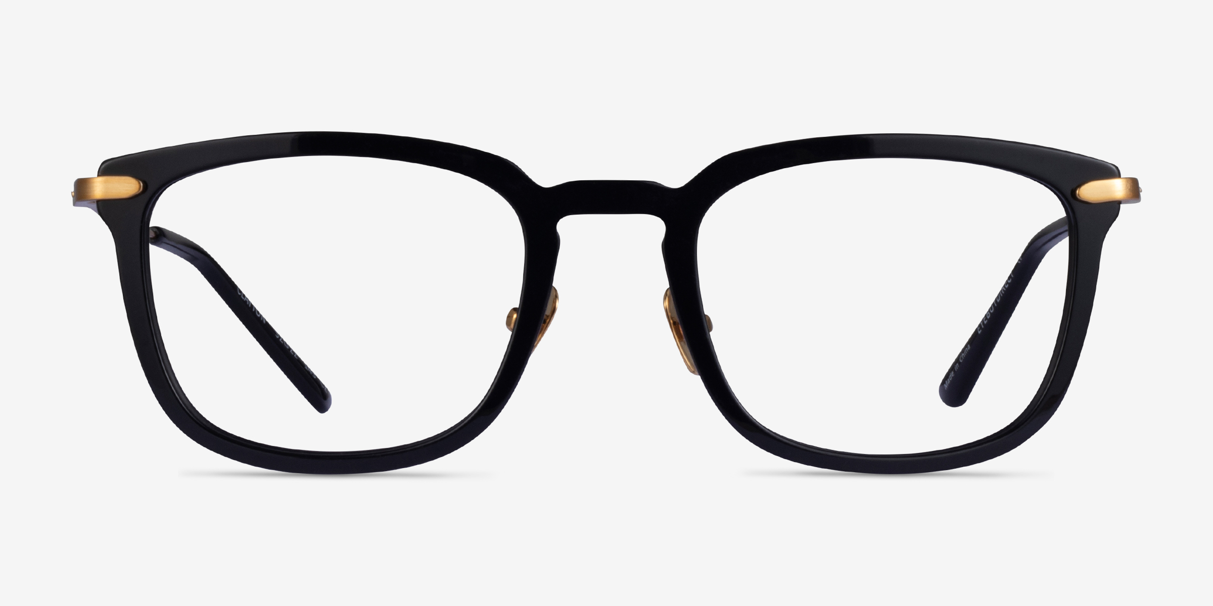 Clayton Rectangle Black Gold Full Rim Eyeglasses | Eyebuydirect