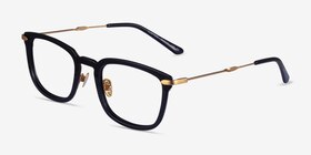 Clayton Black Gold Acétate Montures de lunettes de vue d'EyeBuyDirect, Vue d'Angle
